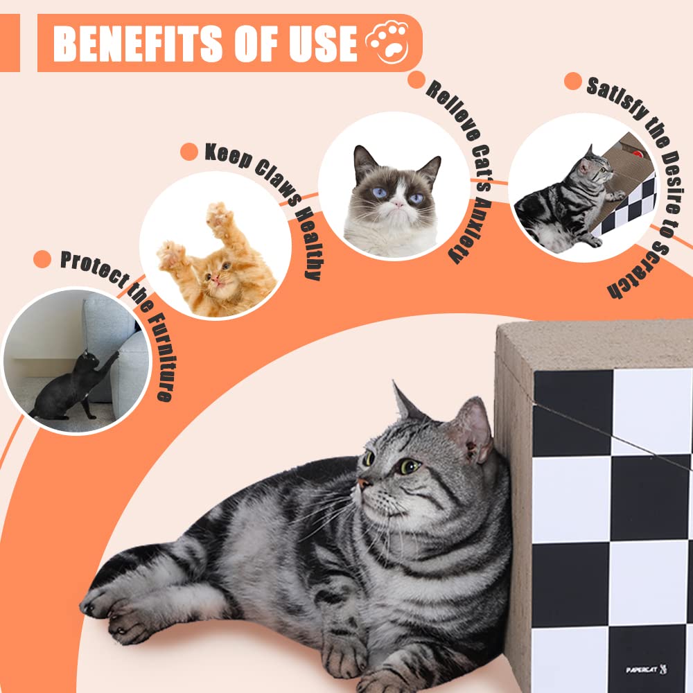 Fluffydream Cat Scratching Board With Ball, Triangle Cat Scratching Cardboard, Multiple Scratching Angles, 2-In-1 Scratching Lou