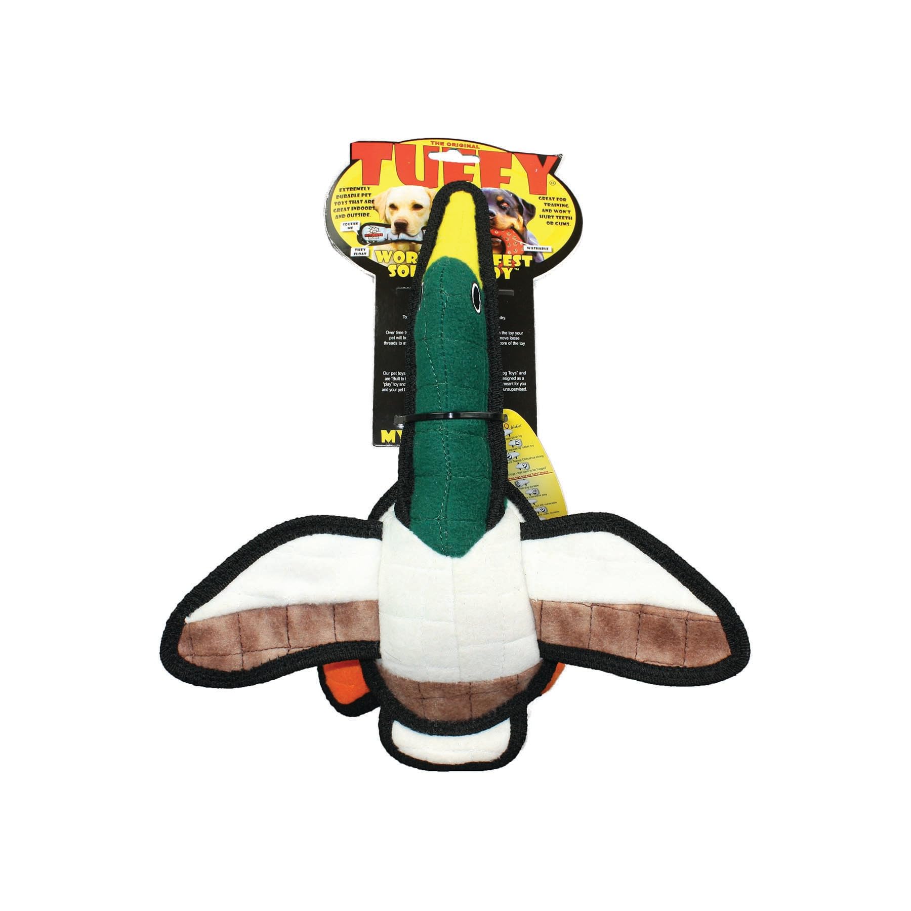 Tuffy - World'S Tuffest Soft Dog Toy - Barnyard Junior Duck - Squeakers - Multiple Layers. Made Durable, Strong & Tough. Interactive Play (Tug, Toss & Fetch). Machine Washable & Floats
