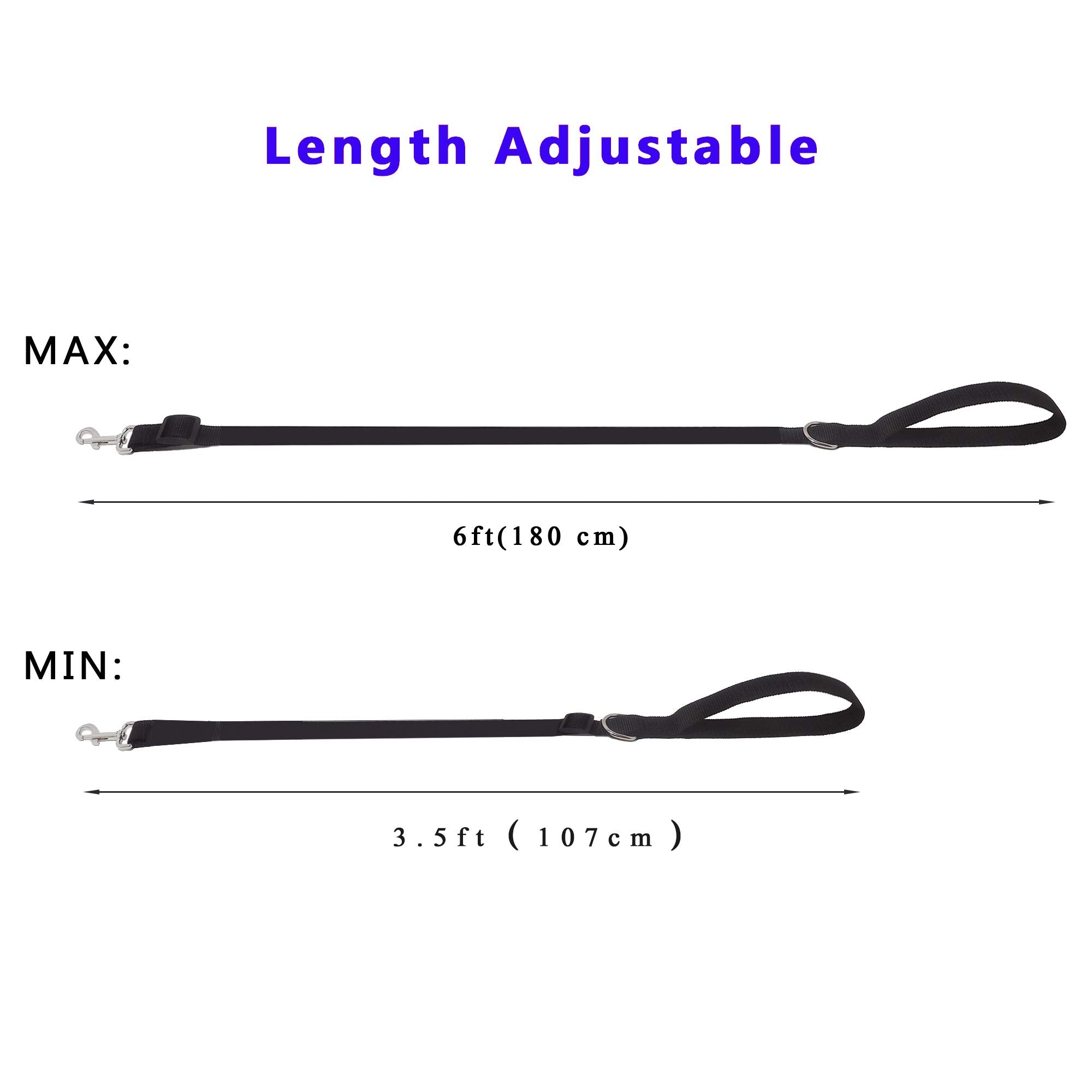 6Ft Adjustable Dog Leash, Nylon Dog Leashes For Medium Large Dogs (Black)