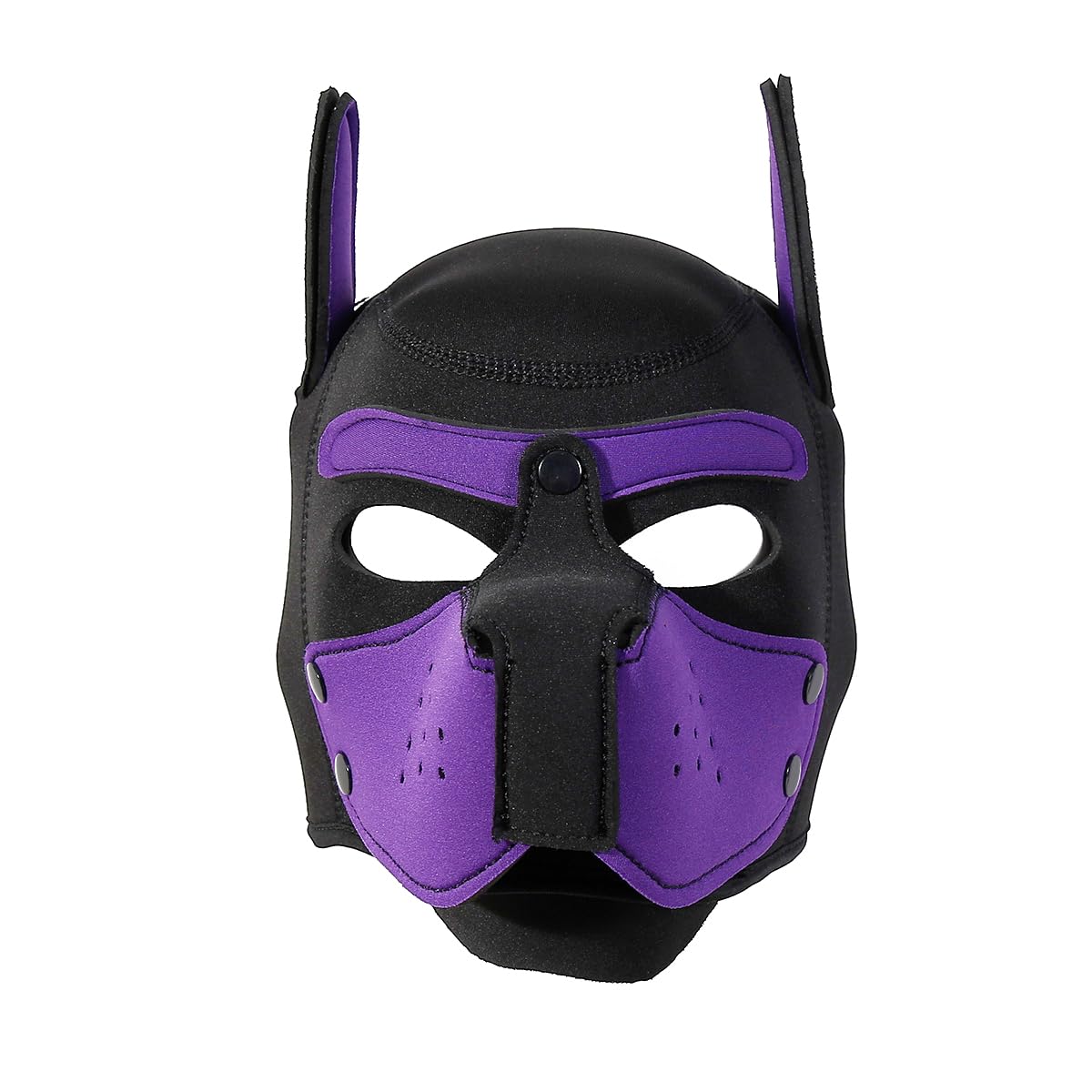 Quyuwowo Neoprene Puppy Face Muzzle Dog Removable Full Face Pup Hood Mask (Purple, One Size)