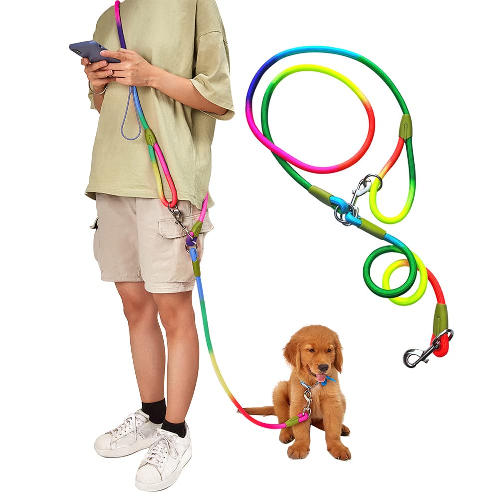 Pawstrip Hands Free Dog Leash Waist & Crossbody Rope With Slip Lead Durable For 2 Dogs Nylon Reflective Heavy Duty Hiking Running Leash For Medium Large Dogs (Multicolor)