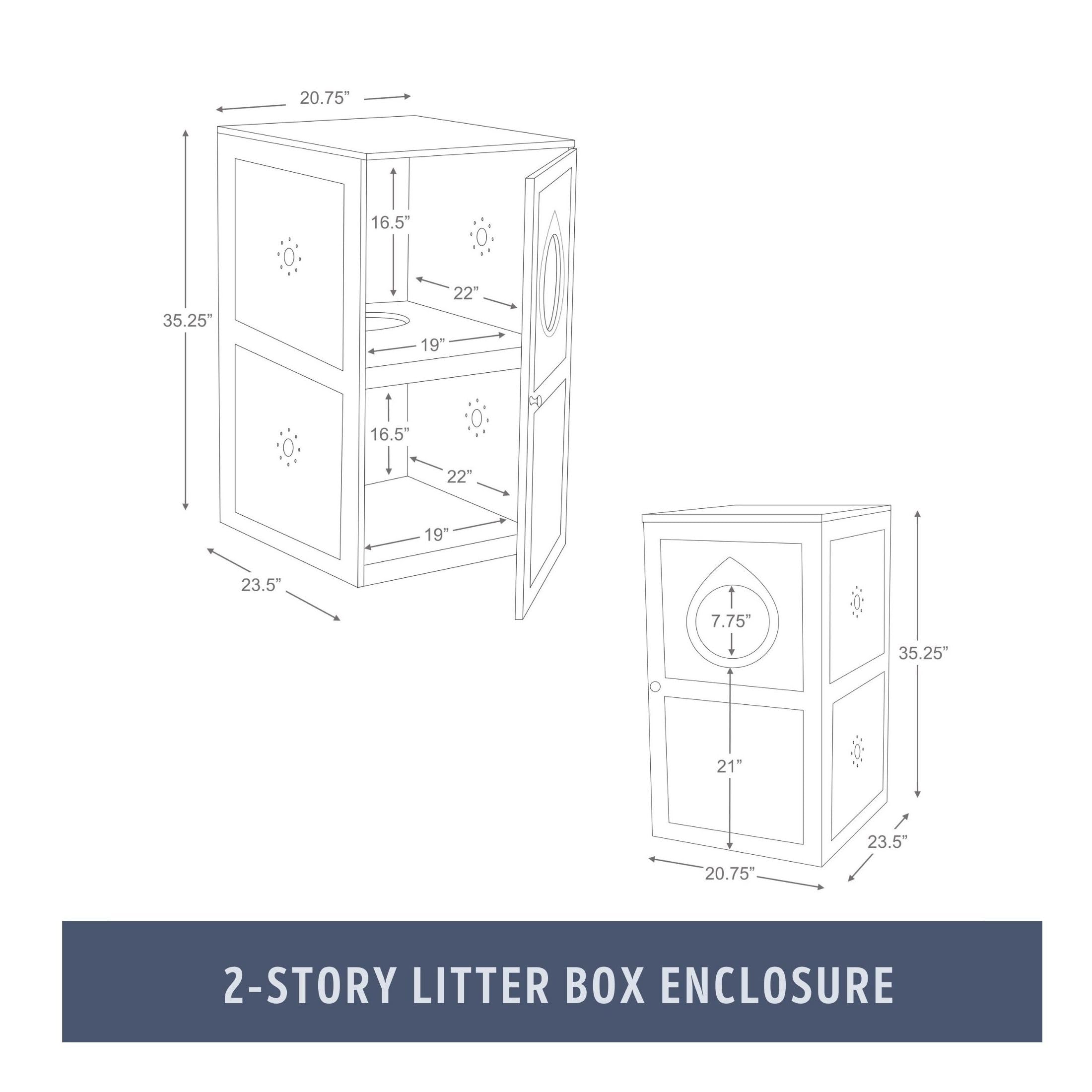 Trixie 2 Story Furniture Litter Box Enclosure (Gray), Hidden Litter Box For Cats, Double Layer, Big Front Door For Easy Cleaning