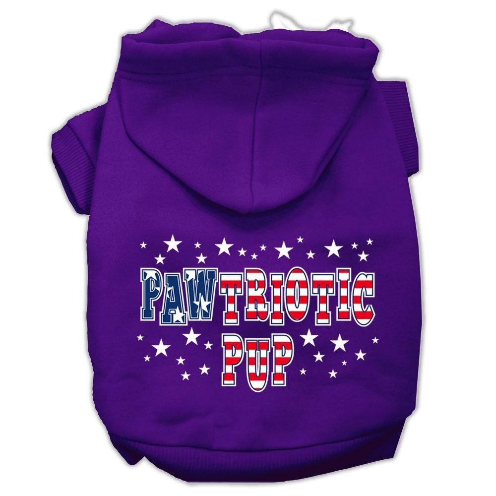 Pet Dog & Cat Hoodie Screen Printed, 'Pawtriotic Pup' Purple Xs (0-3 Lbs.)