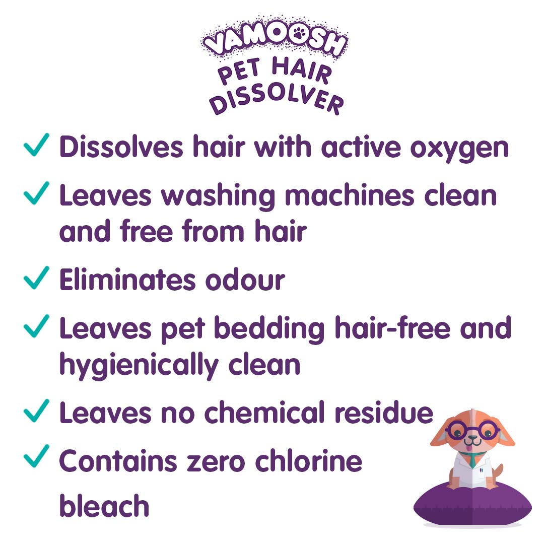 Vamoosh Pet Hair Dissolver 3 X 100G (1 Box) Dissolves Pet Hair In Laundry