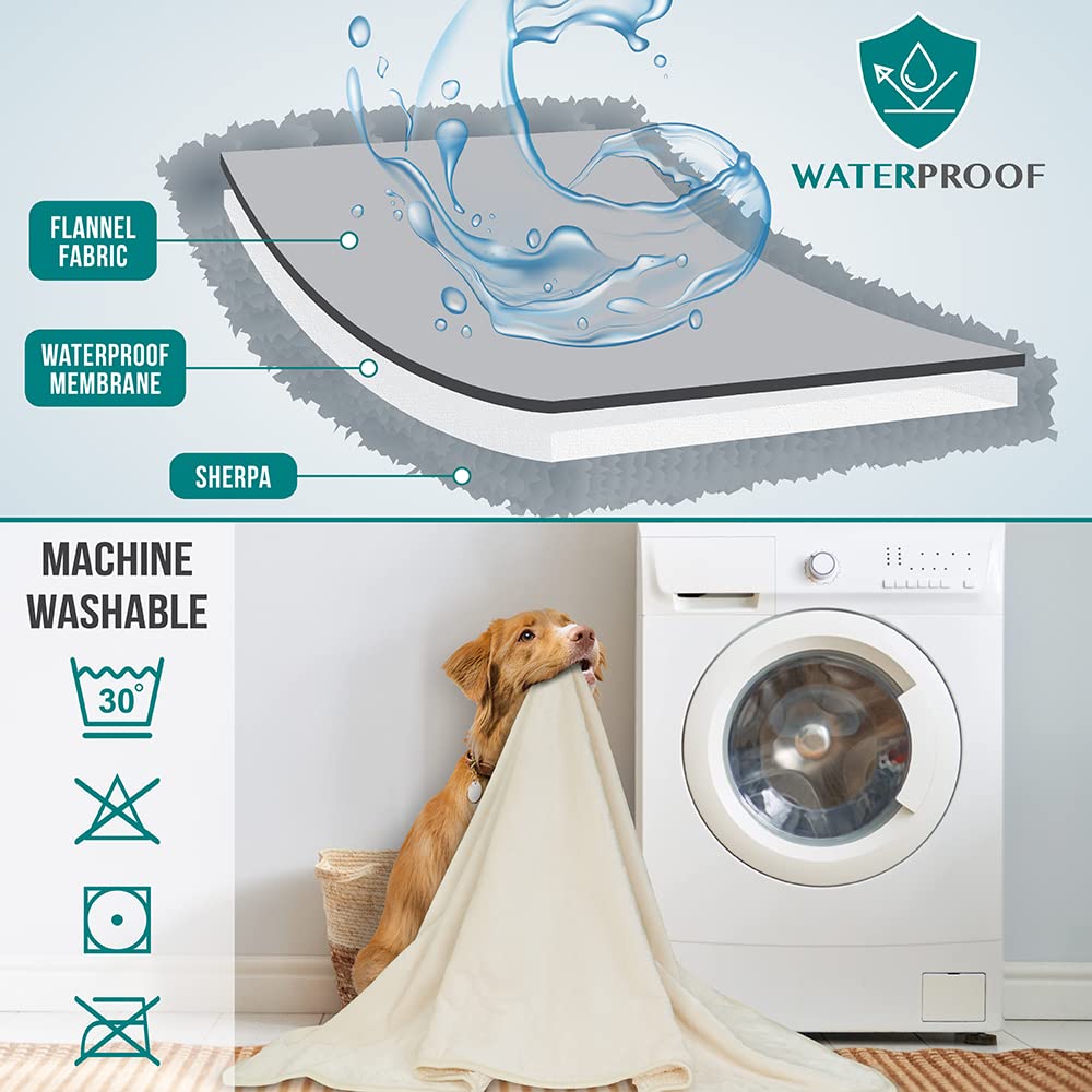 Petami Waterproof Dog Blanket For Medium Large Dogs, Pee Proof Pet Blanket For Bed Couch, Reversible Water Proof Blanket For Puppy Indoor Cat, Soft Dog Pee Crate Cover Washable, 60X80 Beige