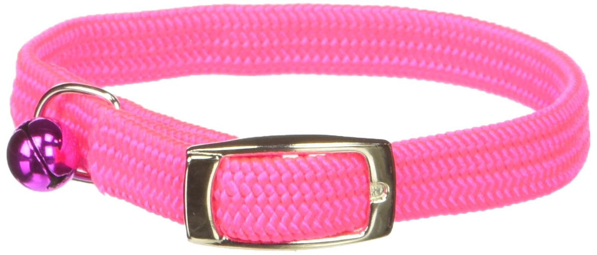 Omnipet Kool Kat Elastic Cat Safety Collar With Bell, Neon Pink, 10''