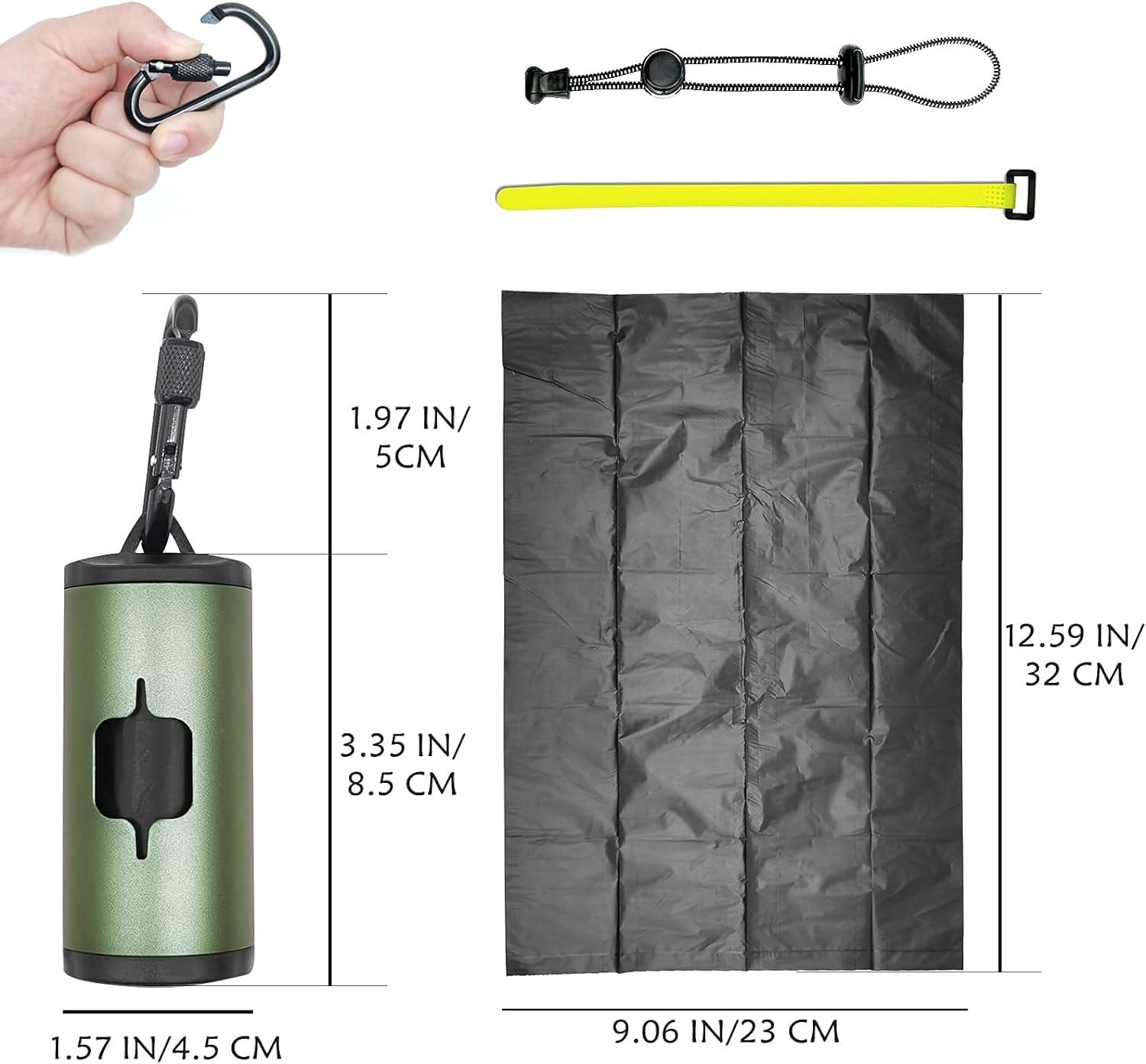 Shaouman 2 Pack Metal Dog Poop Bags Holder Aluminum Poo Bags Dispenser With 30 Black Unscented Pet Waste Bags And 3 Leash Accessories For Dog Walking(2 Holders 30 Bags,Dark Green)