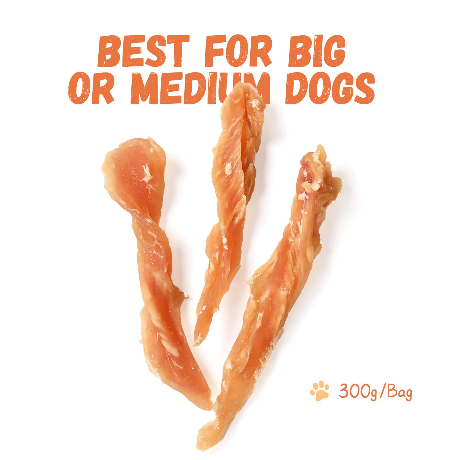 Pawmate Dog Treats Chicken Jerky Strips for Dogs, Natural Healthy Dog Jekry with Taurine, Real Chicken Twists High Protain Low F