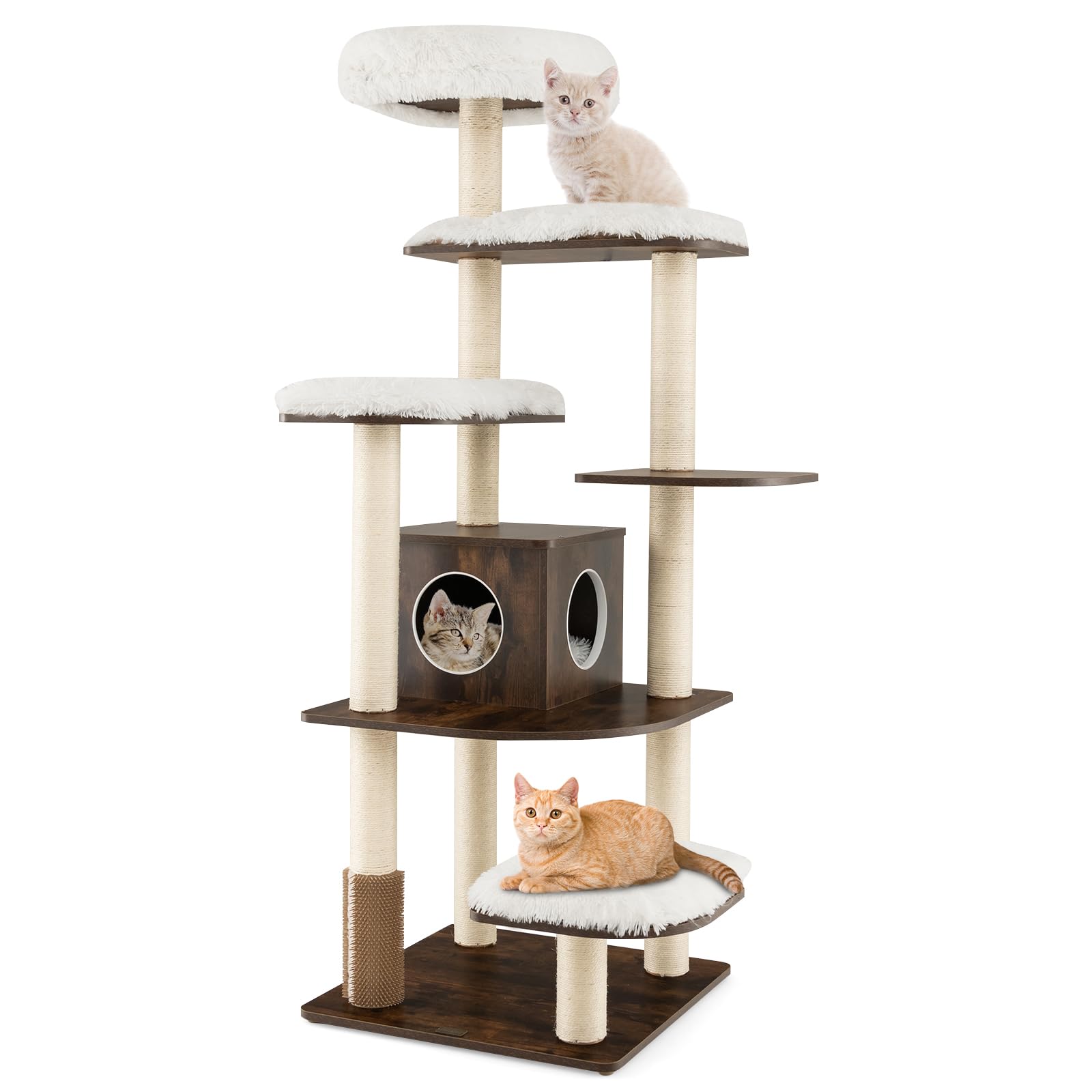 Petsite Tall Cat Tree For Indoor Cats, 71 Inches Multi-Level Modern Cat Tower With Plush Perch, Cozy Condo, Platforms, Sisal Scr
