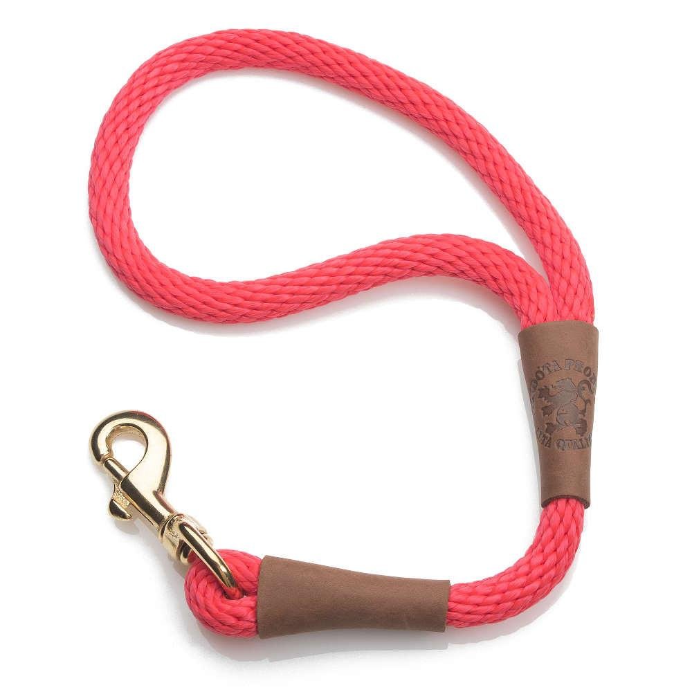 Mendota Pet Traffic Leash - Short Dog Lead - Made In The Usa - Red, 1/2 In X 16 In