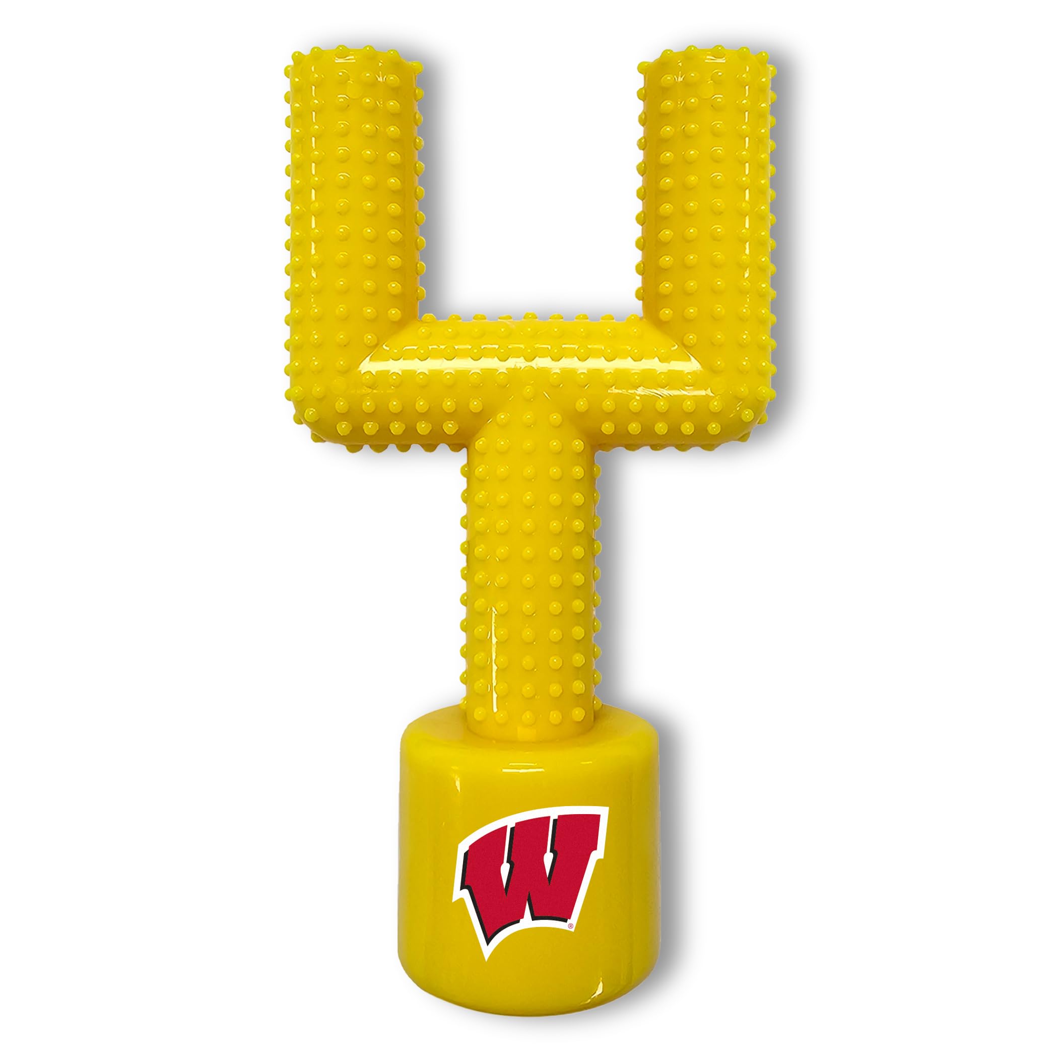 Ncaa Wisconsin Badgers Mega-Chew Hard Nylon Bacon-Flavored Dog Bone Football Goal-Post Chew Toy. Interactive, Tasty & Fun Dog Ch