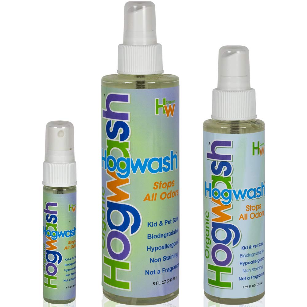 Organic Hogwash 3 Pack Includes 1ounce 4ounce 8ounce Spray Bottles Pet Cat Urine Odor Remover Room Bathroom Smell Eliminator For