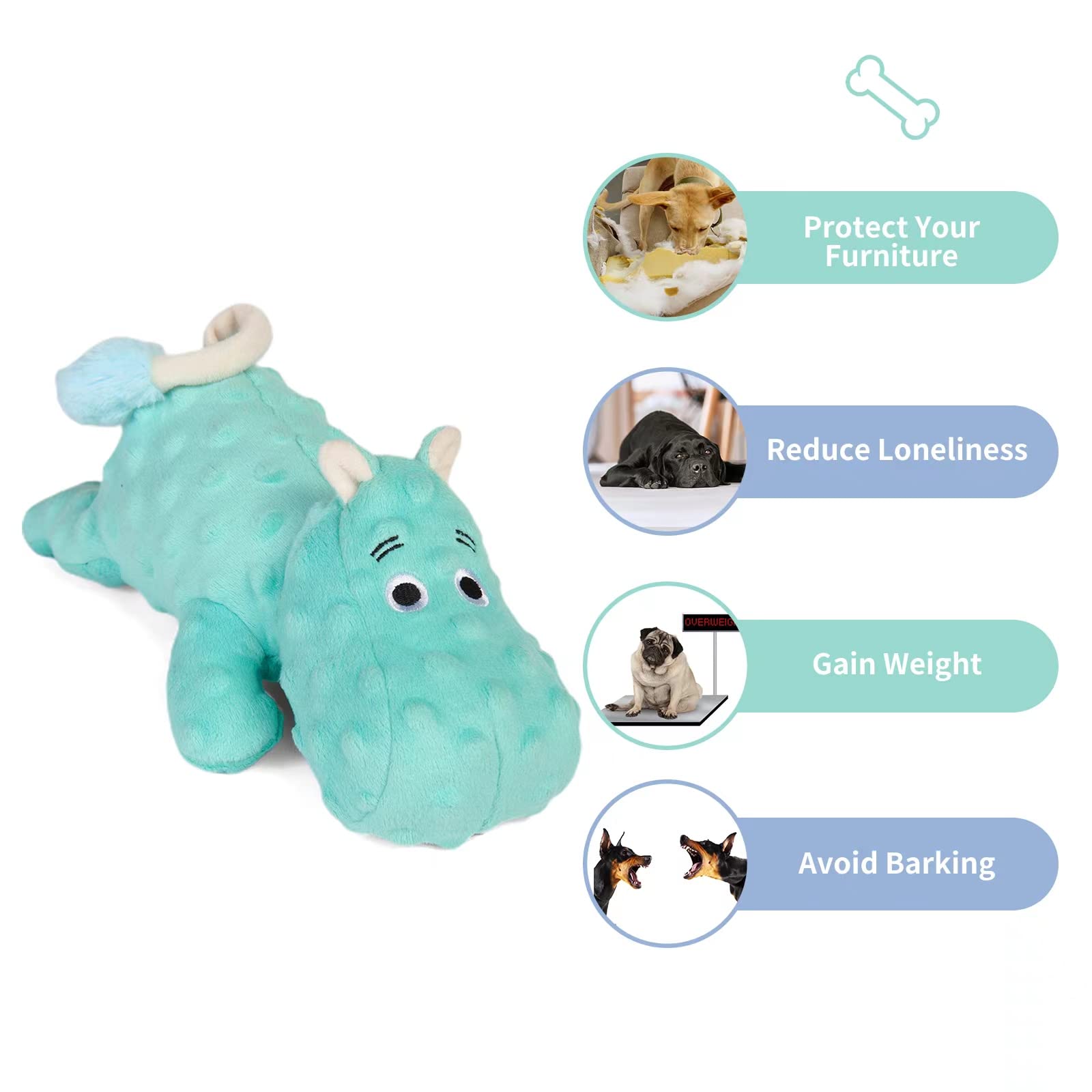Dododola Cute Stuffed Hippo Dog Toys Squeaky Dog Toys With Crinkle Paper Dog Plush Toys For Large Breed Dog Chew Toys For Small, Medium, Large Dogs