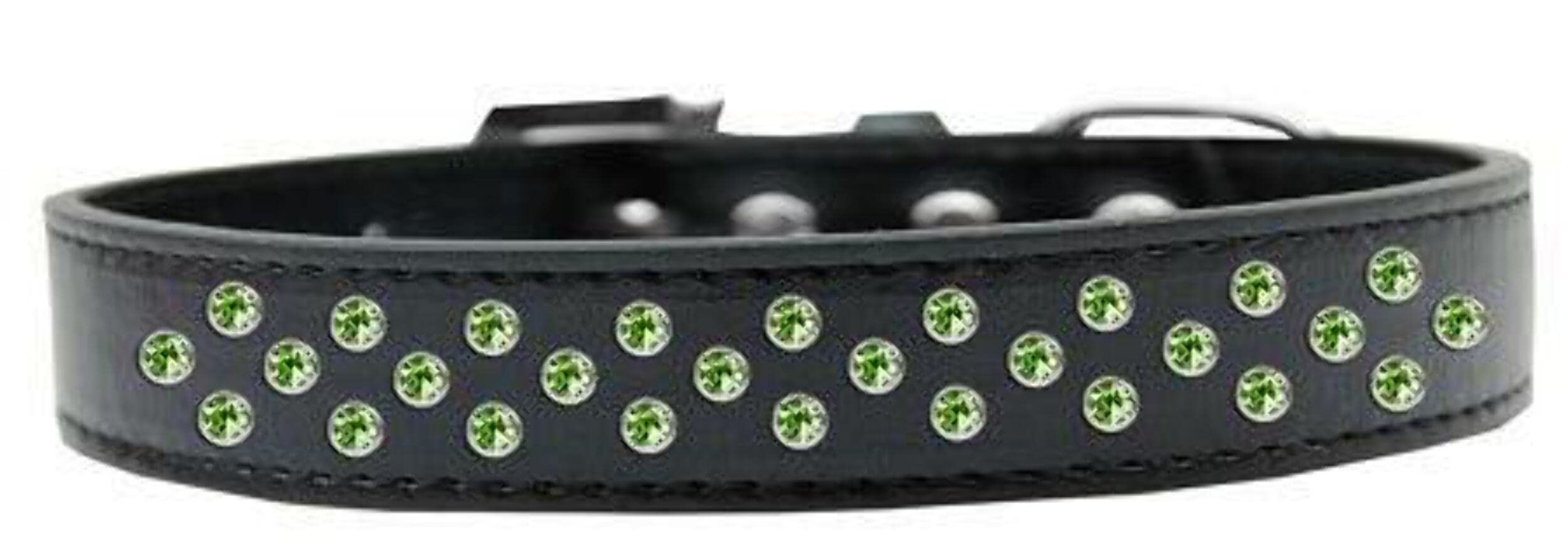 Mirage Pet Products Sprinkles Dog Collar with Lime Green Crystals, Size 14, Black