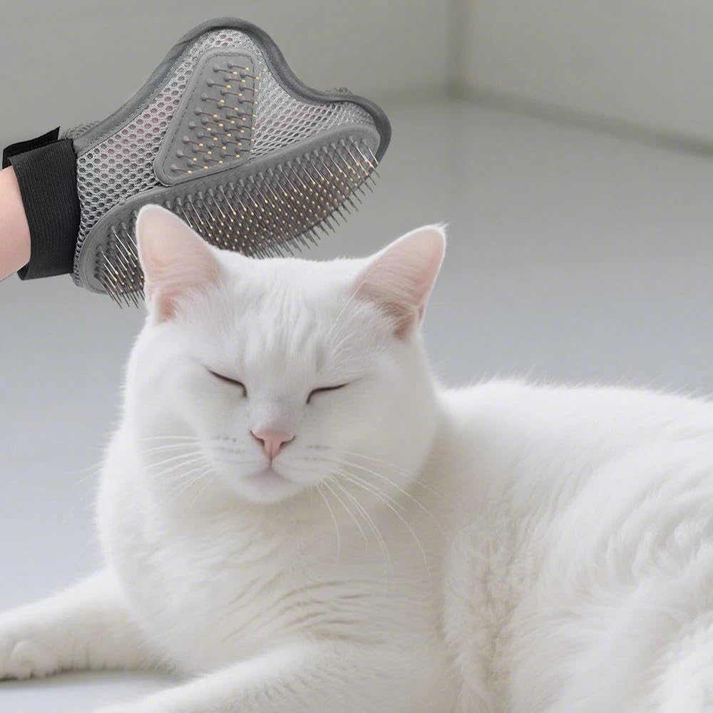 Gharneeds Pet Grooming Glove Brush | Deshedding & Massage Glove For Dogs And Cats | Pin Grooming Mitt With Adjustable Wrist Stra