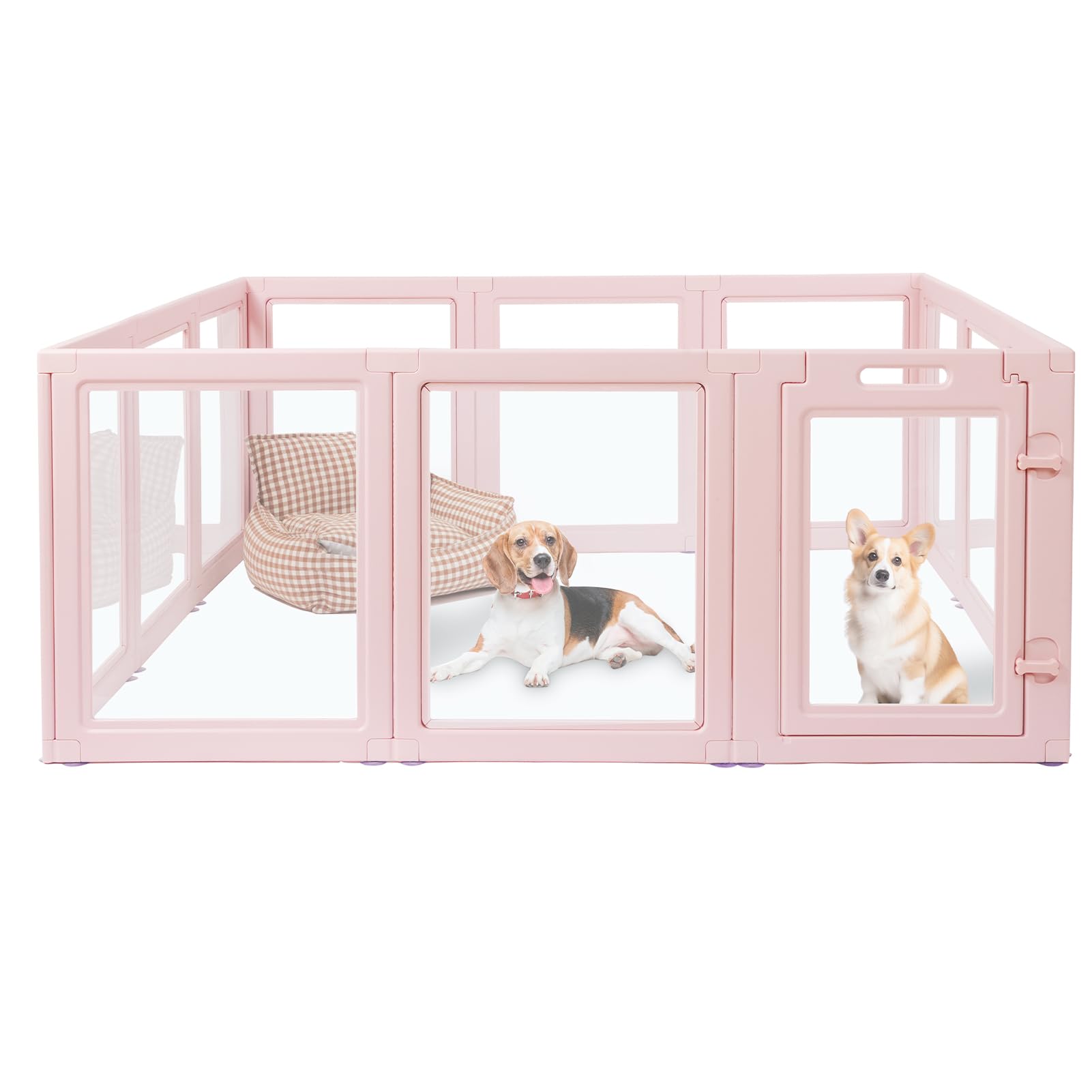 Lovetail Diy Clear Acrylic Dog Playpen House,Quick Easy Assembly And Disassembly,Strong Floor Suction,Indoor And Outdoor Use,Eas