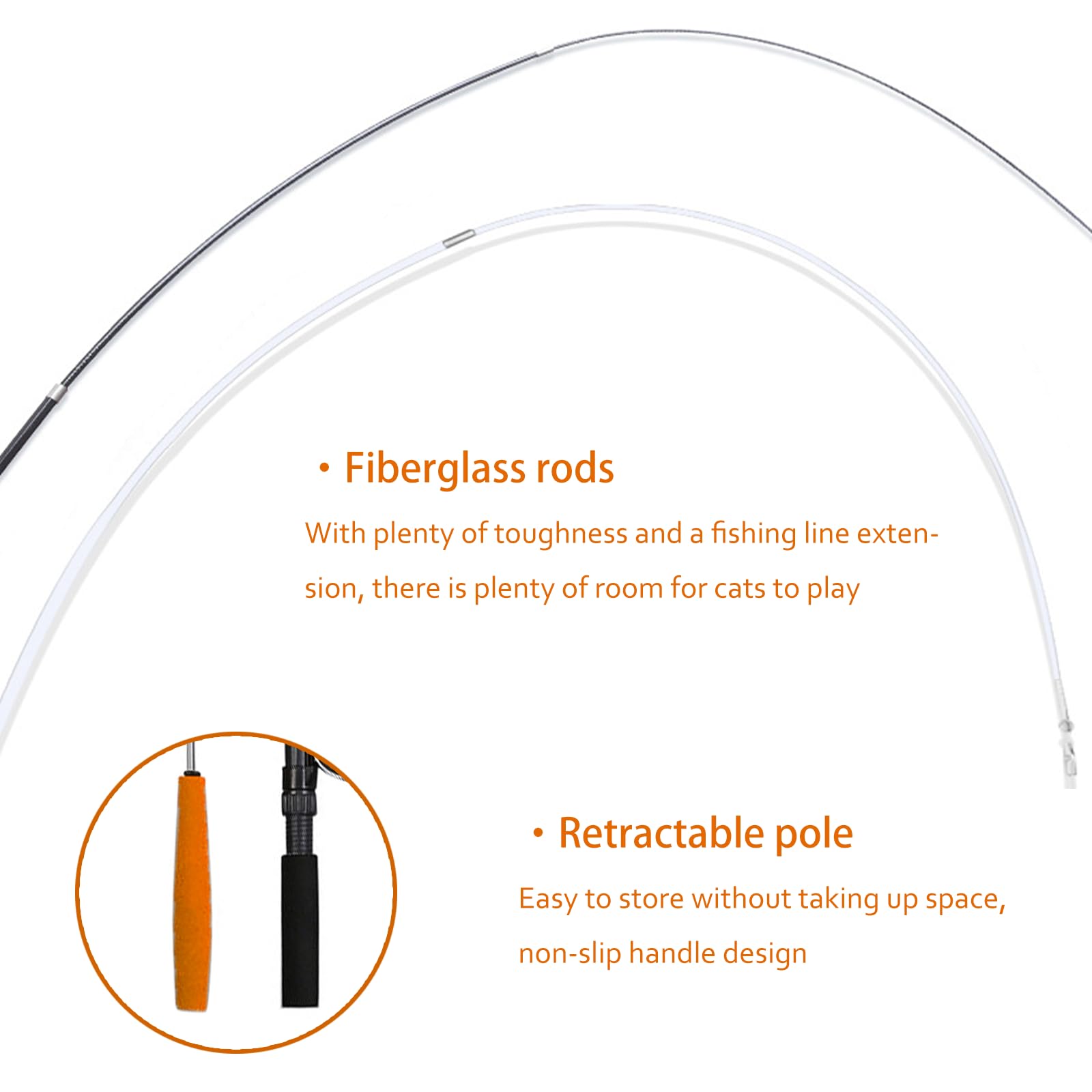 Trumoon Retractable Cat Teaser Wand Toy, Cat Toys For Indoor Outdoor Cats Interactive Fishing Rod With 4 Pcs Refills Feather Toy