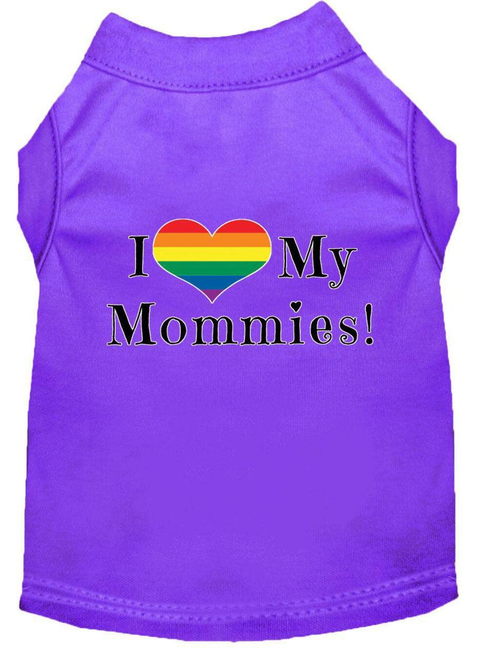 Pet Dog & Cat Shirt Screen Printed, "I Heart My Mommies" Purple SM (3-6 lbs.)