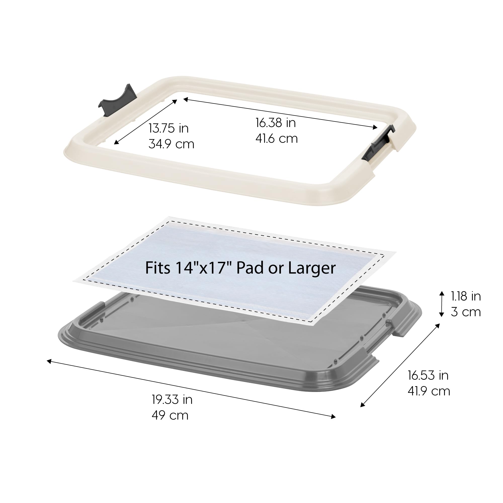 Iris Usa Pee Pad Holder, Small Puppy Pad Holder, Secured Latches, Non-Skid Rubber Feet, High Polish Finish For Easy Cleaning, Le