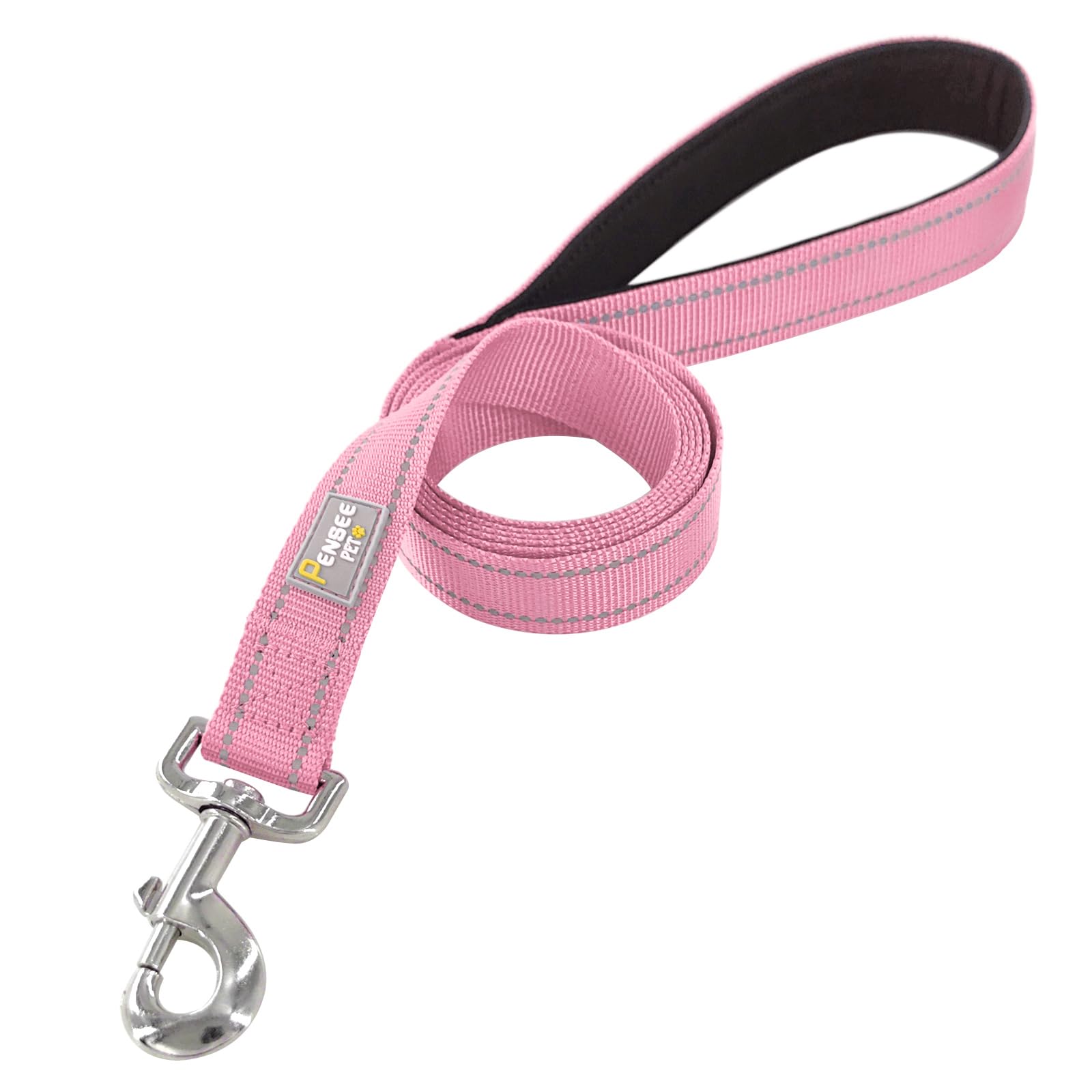 Penseepet Dog Leash 6 Ft Padded Handle Nylon Reflective Dogs Leashes For Small Dogs Pink