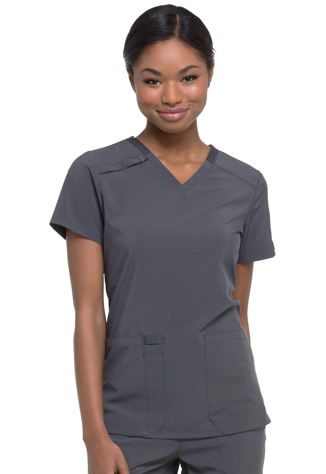 Dickies Eds Essentials Scrubs, V-Neck Womens Tops With Four-Way Stretch And Moisture Wicking Plus Size Dk615, 4Xl, Pewter