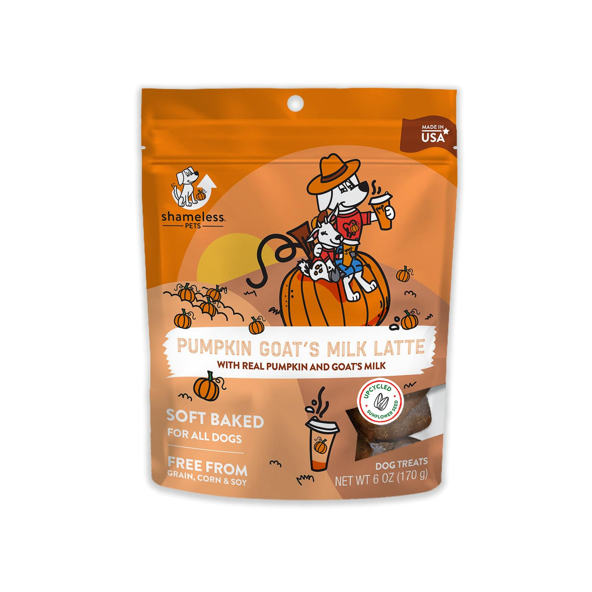 Shameless Pets Soft-Baked Dog Treats - Pumpkin Goat'S Milk Latte Grain-Free Dog Snacks For Medium & Large Dogs, Natural & Healthy Dog Chews, Doggy Treats For Older & Senior Dogs, Made In Usa