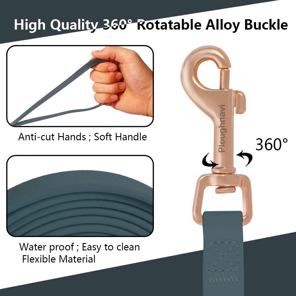 Ploughnavi Working Dog Leash, Waterproof Lead For Tracking Training, Odor-Proof Long Line For Puppy, Medium And Large Dogs (Dark