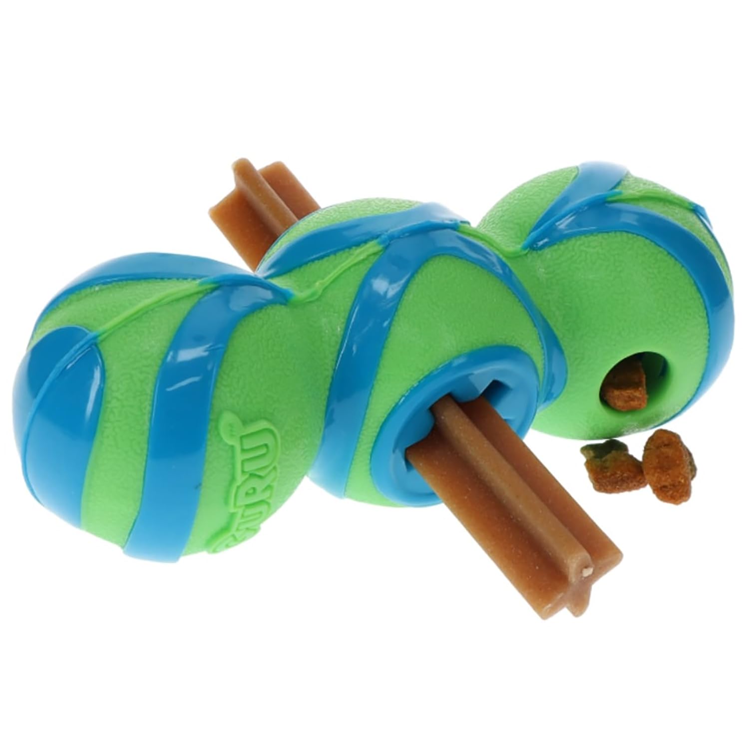 GURU Pet: Super Stick - Medium - Dog Toy, 3-in-1 Design: Treat-Holding & Dispensing, Chew & Squeaks, Blue & Green, Durable, Inte