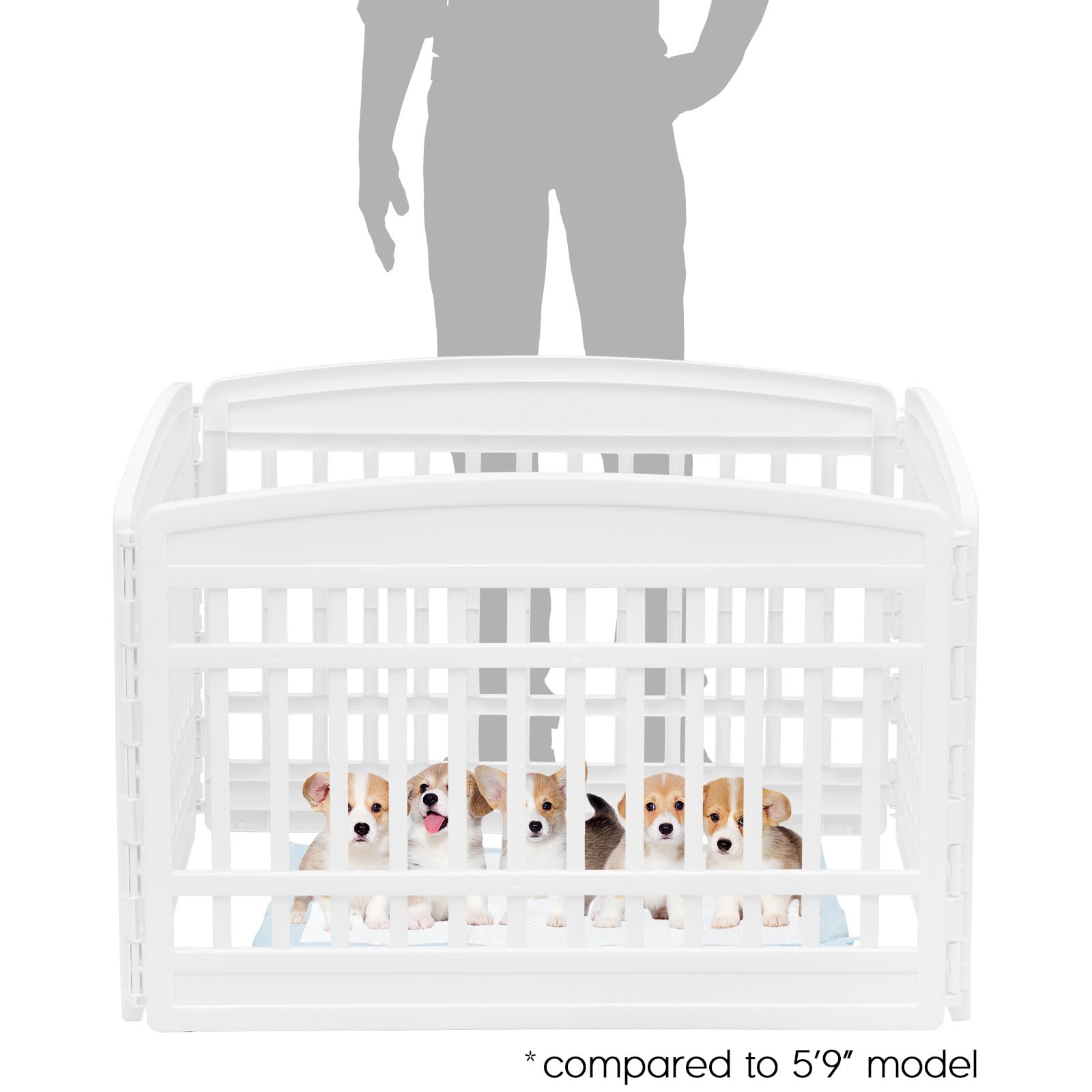 Iris Usa 24' 4-Panel Puppy Playpen, 35 X 35 X 24, Puppy Fence, Dog Playpen, Dog Play Pen Indoors, Pet Fence, Small Pets, White