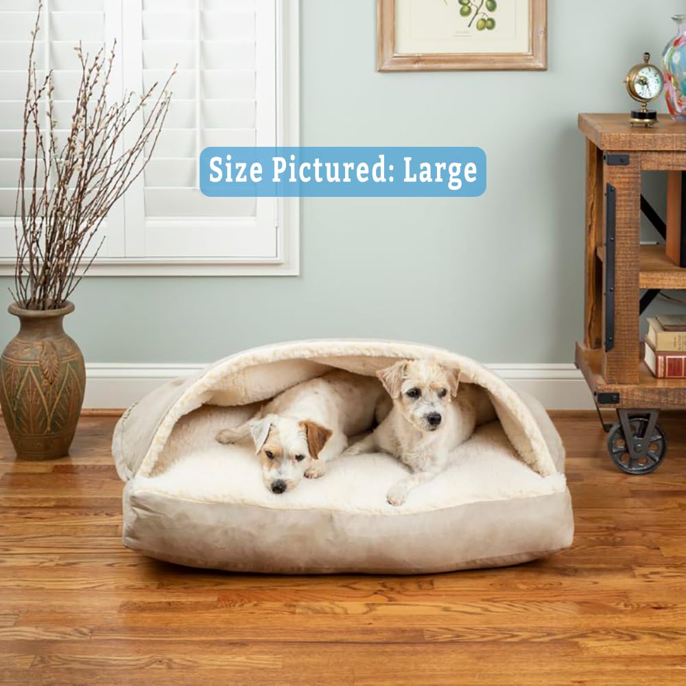 Snoozer Pet Products Luxury Rectangle Cozy Cave Dog Bed With Microsuede, Medium, Buckskin