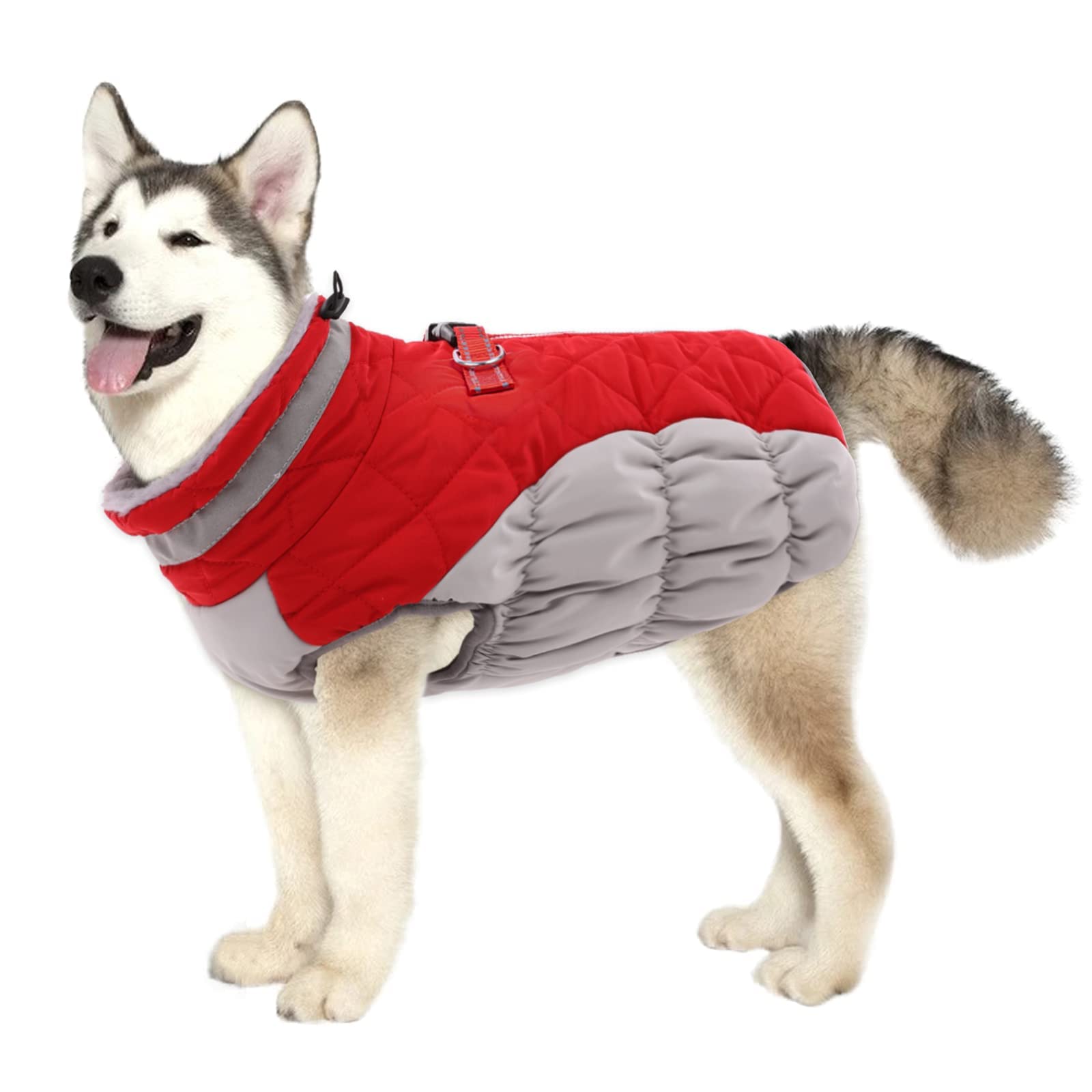 Lelepet Warm Dog Winter Coat, Fleece Dog Jacket With Harness Built In, Waterproof & Reflective, Turtleneck Windproof Coats For S