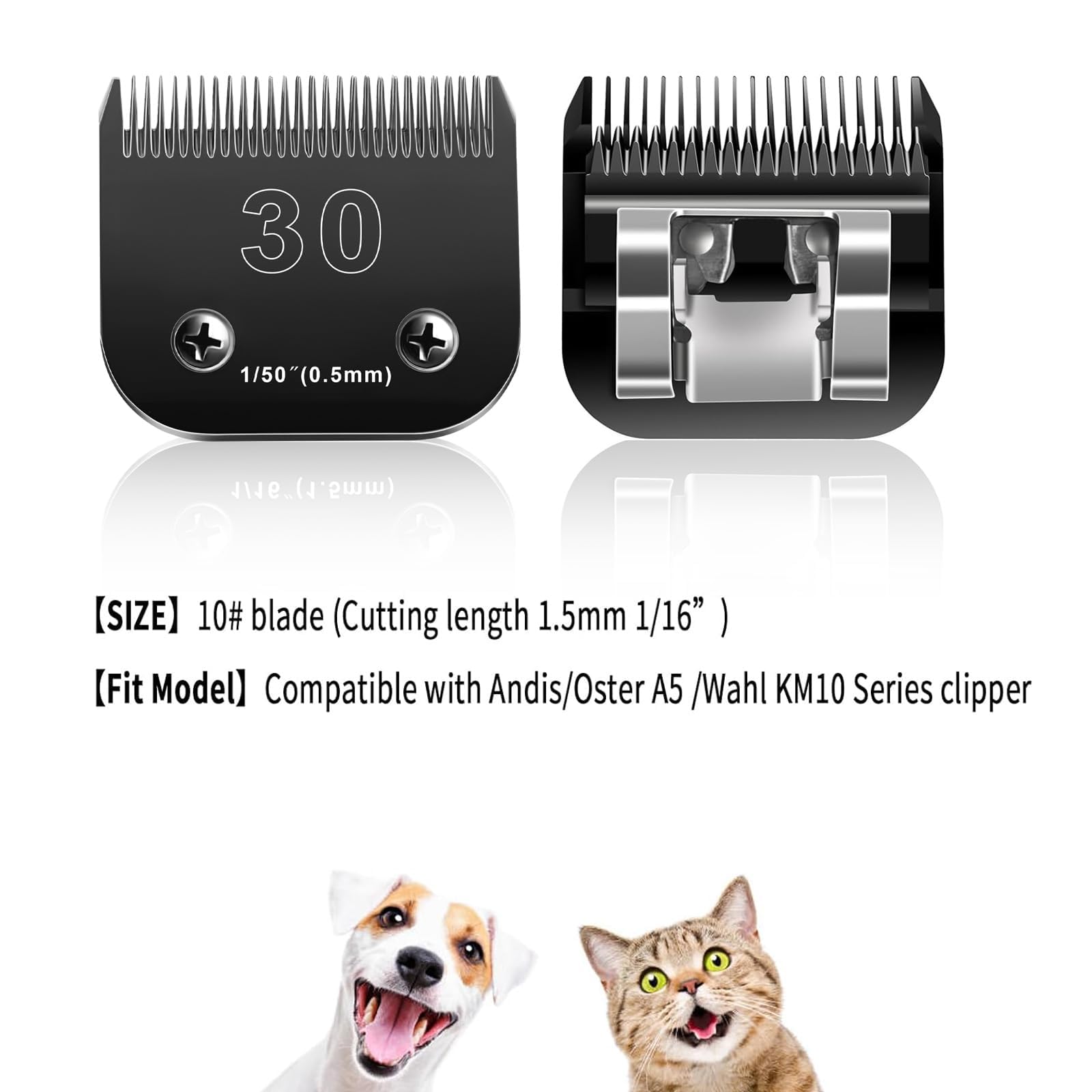 30 Blades Dog Grooming Blades Compatible with Andis/Oster A5/Wahl KM-10 Series Dog Clippers,Detachable Dog Clipper Replacement B
