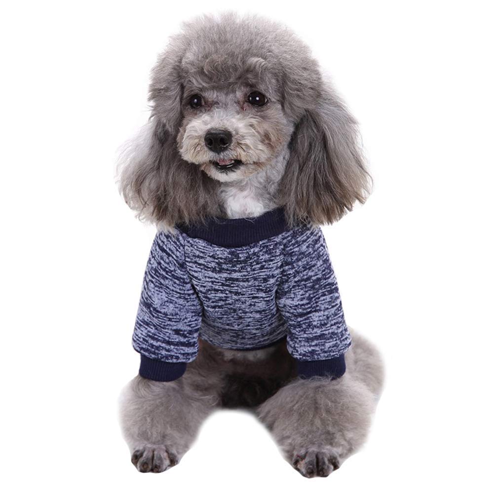Chborless Pet Dog Classic Knitwear Sweater Warm Winter Puppy Pet Coat Soft Sweater Clothing For Small Dogs (S, Navy Blue)