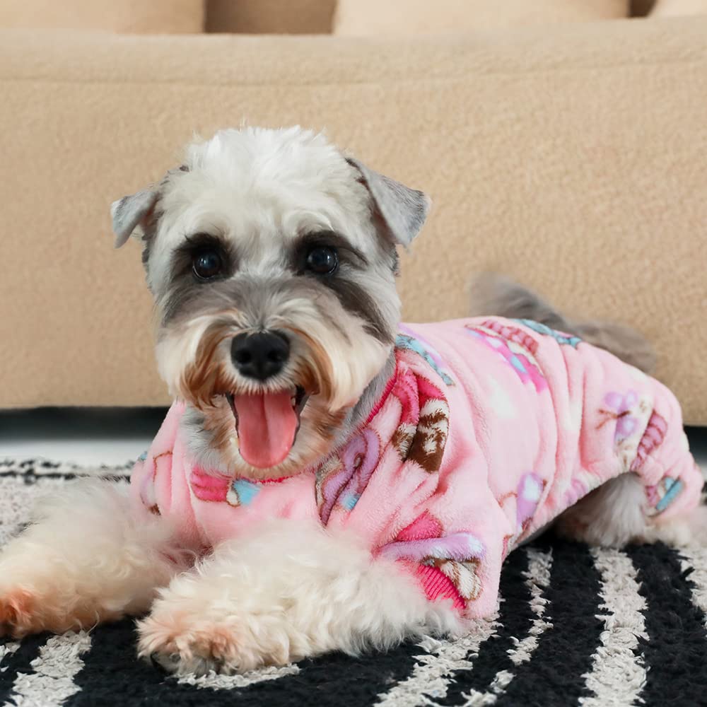 Fitwarm Sweet Cupcake Pet Clothes For Dog Pajamas Pjs Coat Soft Velvet Pink Xs