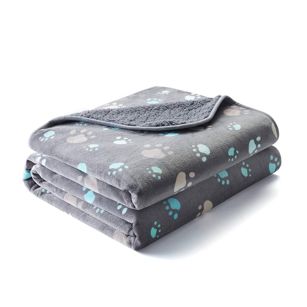 Allisandro Waterproof Blanket 55 X 39 Inches For Couch, Chairs, Car, Bed, Machine Washable Triple Layer Waterproof Furniture Protector With Cute Paw Print For Small Medium Large Dogs Cats