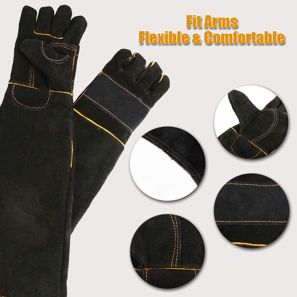 Ybb Animal Handling Anti-Bite/Scratch Gloves For Dog Cat Bird Parrot Pet (Black)