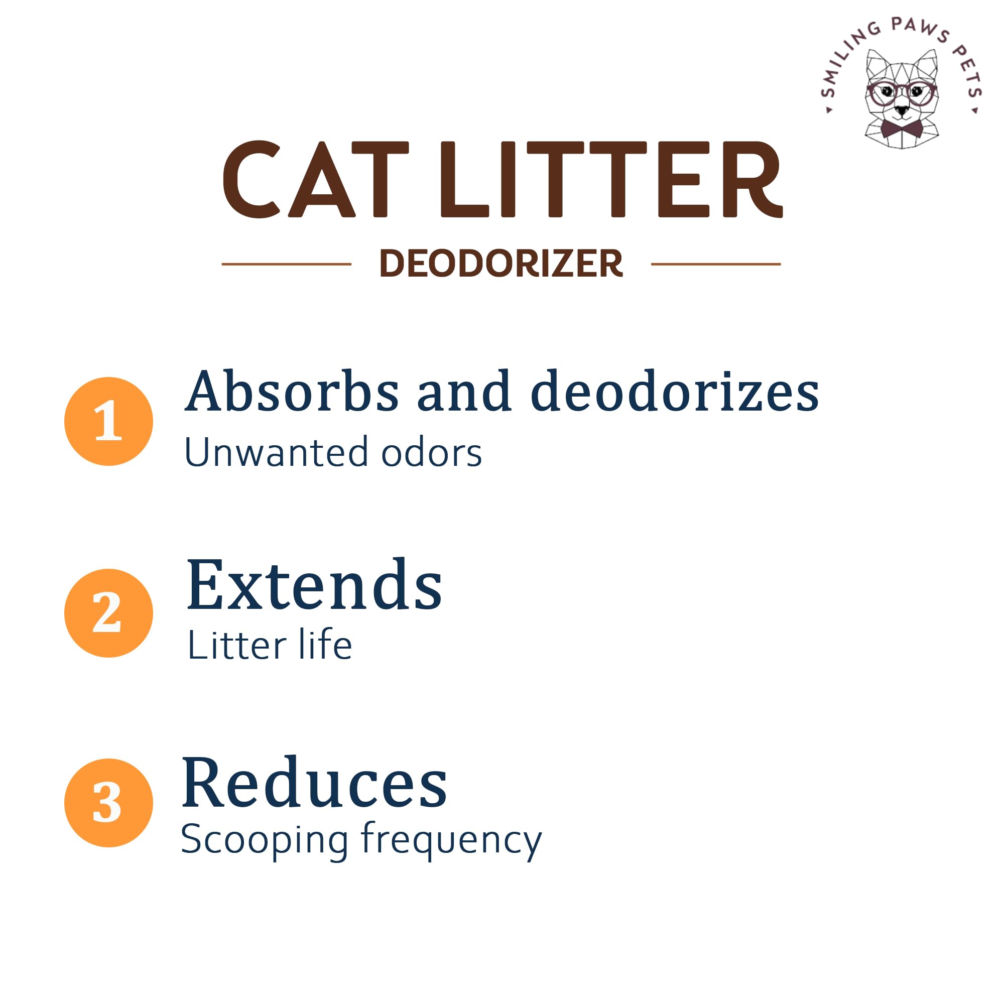 Smiling Paws Pets Organic Cat Litter Deodorizer - Kitty Litter Deodorizer, Box Scent Remover, And Moisture Absorber - Keeps Litt