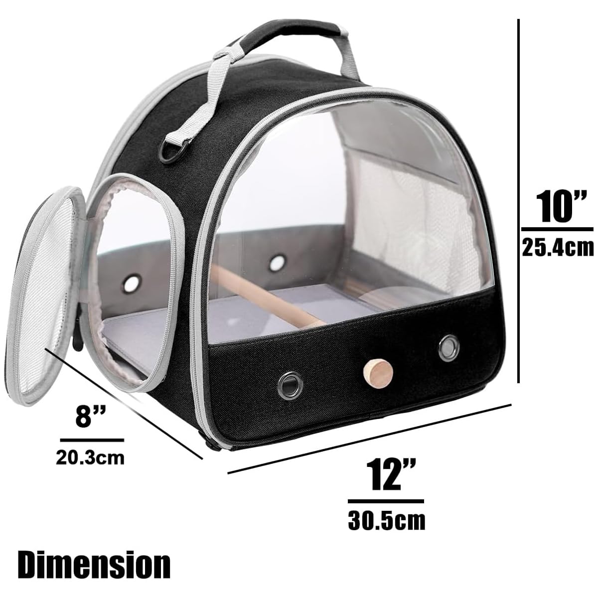 Bird Travel Carrier, Portable Small Bird Parrot Parakeet Carrier with Standing Perch and Soft Mat, Side Access Window Collapsibl