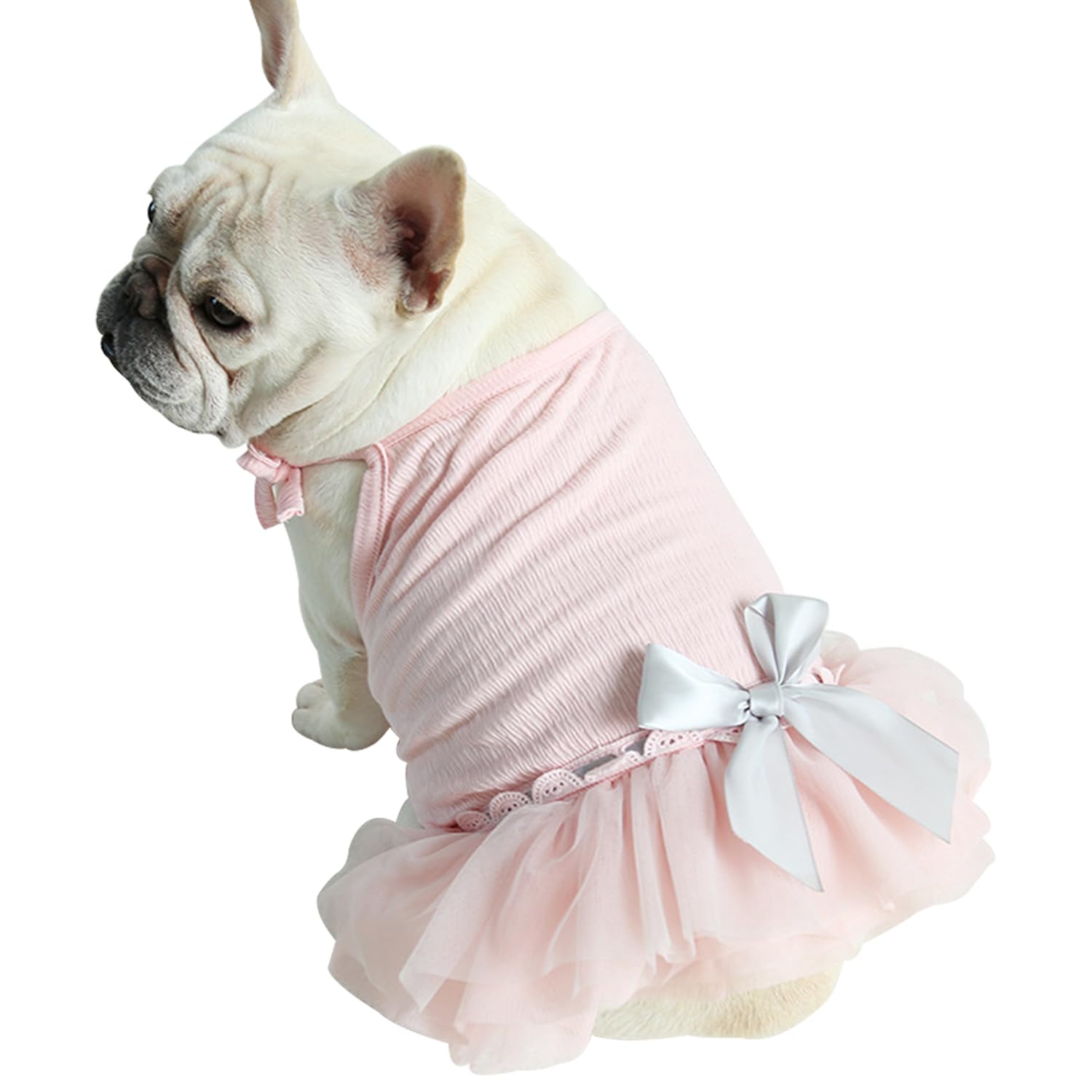 Moorfowl French Bulldog Princess Pink Tutu Dress Summer Vest Gauze Skirt For Pug Corgi Doggie Party Tulle Dress With Bowknot Fas