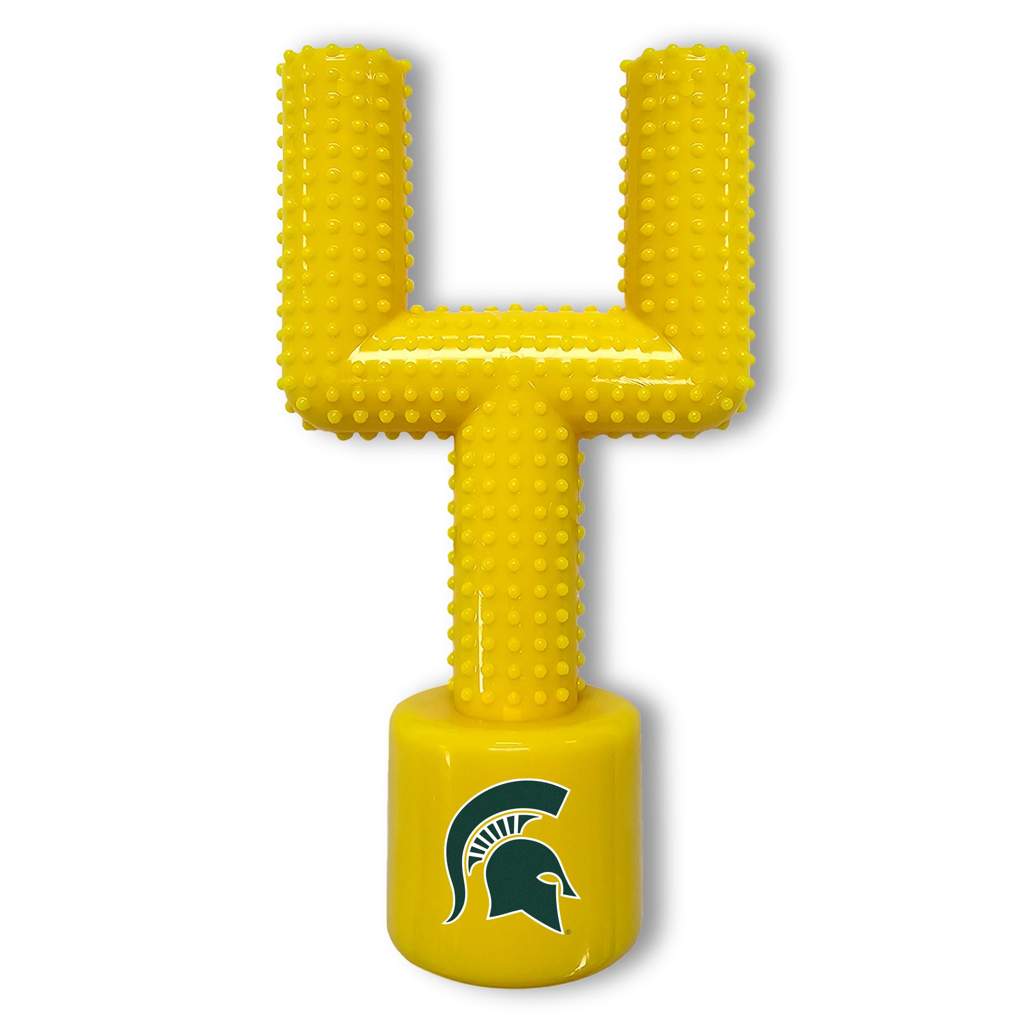 Ncaa Michigan State Spartans Mega-Chew Hard Nylon Bacon-Flavored Dog Bone Football Goal-Post Chew Toy. Interactive, Tasty & Fun 
