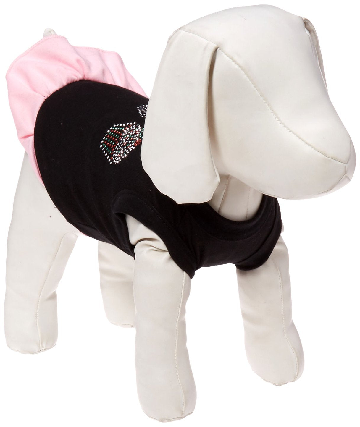 Christmas Pet Dog & Cat Dress Rhinestone, Christmas Cupcakes Black W/Light Pink 3XL (25-35 lbs.)