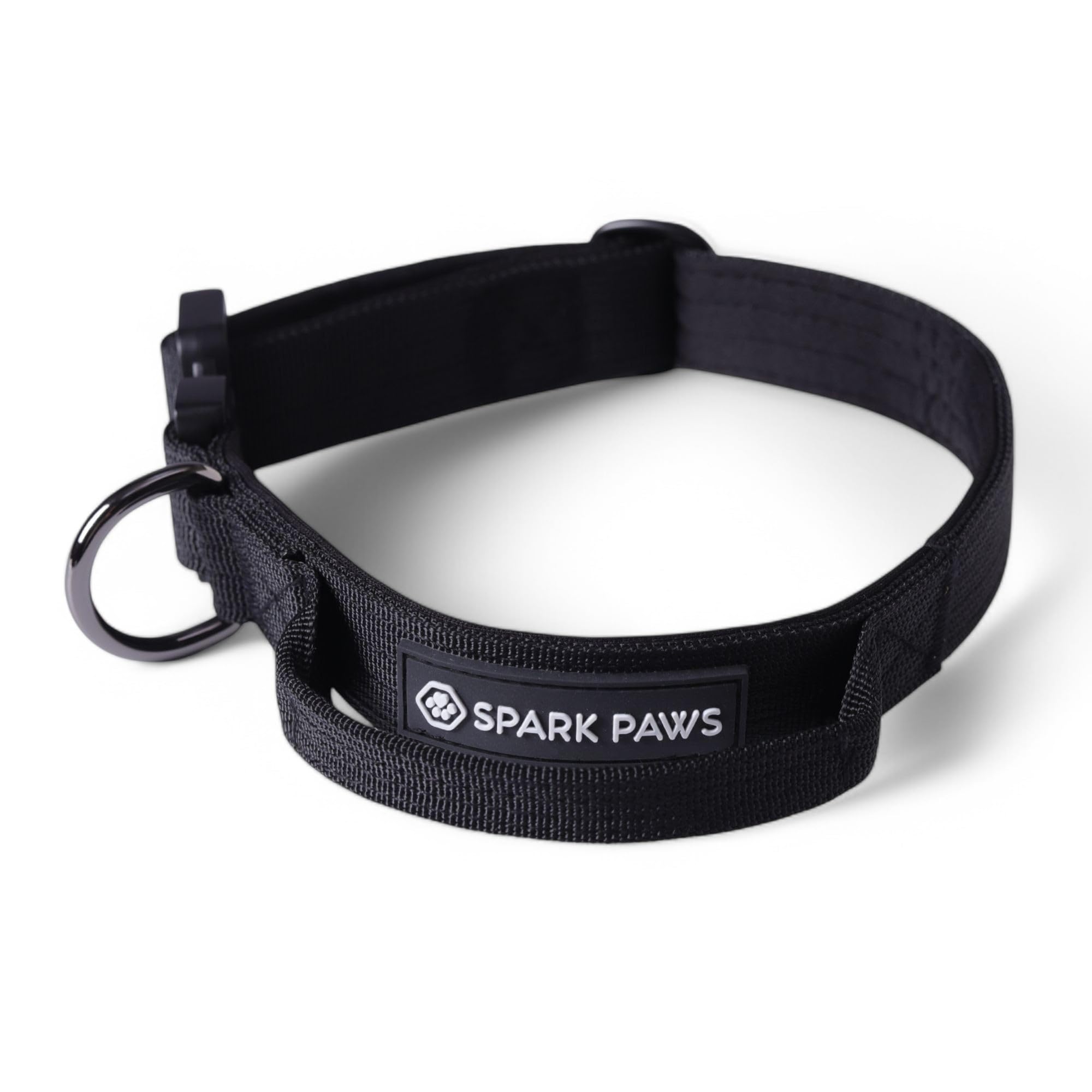 Spark Paws Tactical Dog Collar - Heavy Duty, Premium Quality, Thick And Durable For Large And Medium Dogs - Black - Xs - 1''