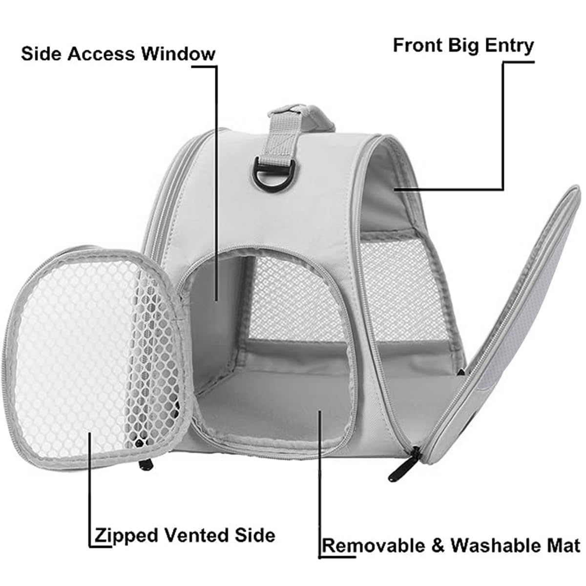 Guinea Pig Carrier Backpack, Clear Bubble Window Backpack For Guinea Pig, Bunny Rat Bird (Grey, Upgraded Mesh)