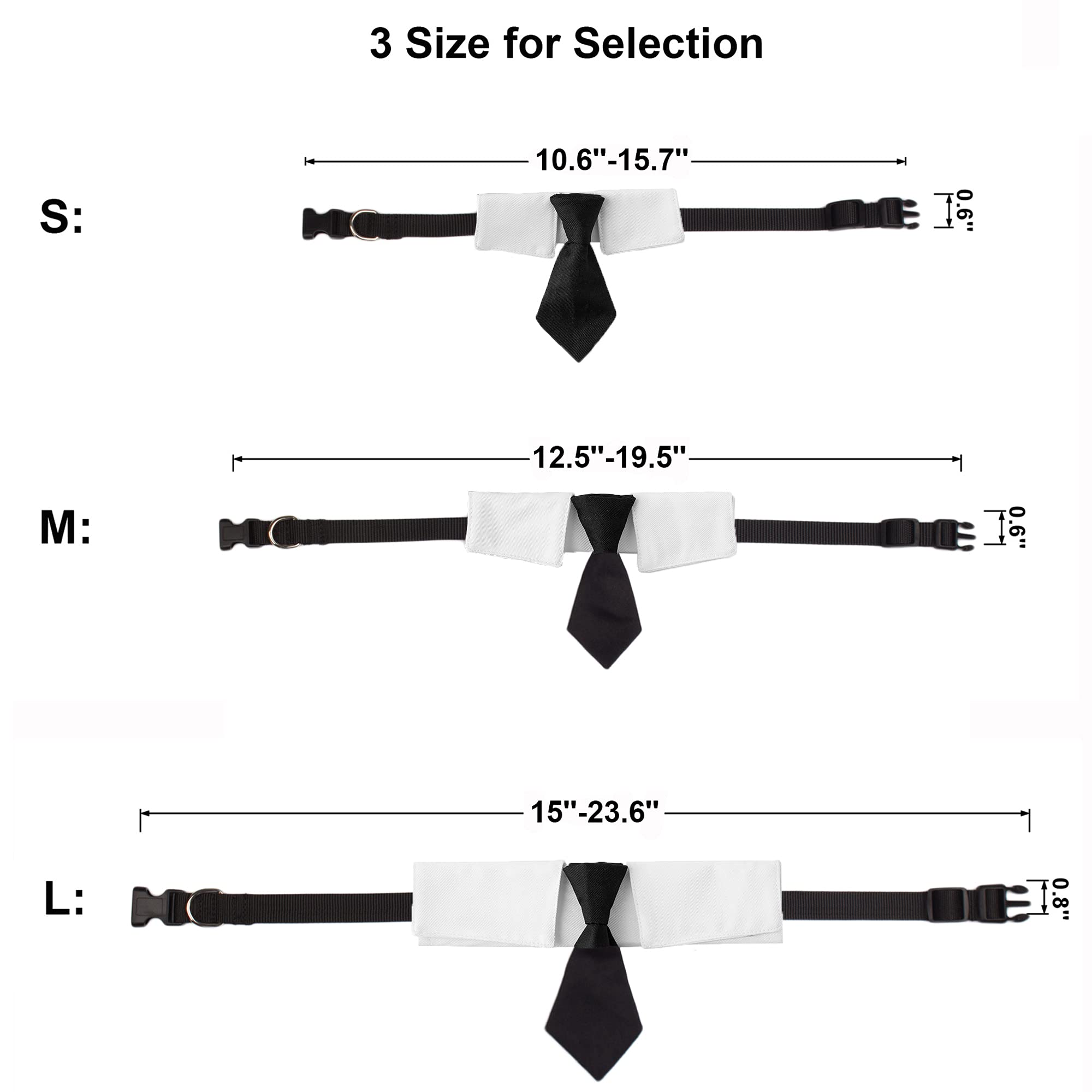 ADOGGYGO Adjustable Dog Neck Tie Collar Pet Collar with Black Necktie Wedding Formal Tux Collars for Large Dogs Pets (Large)