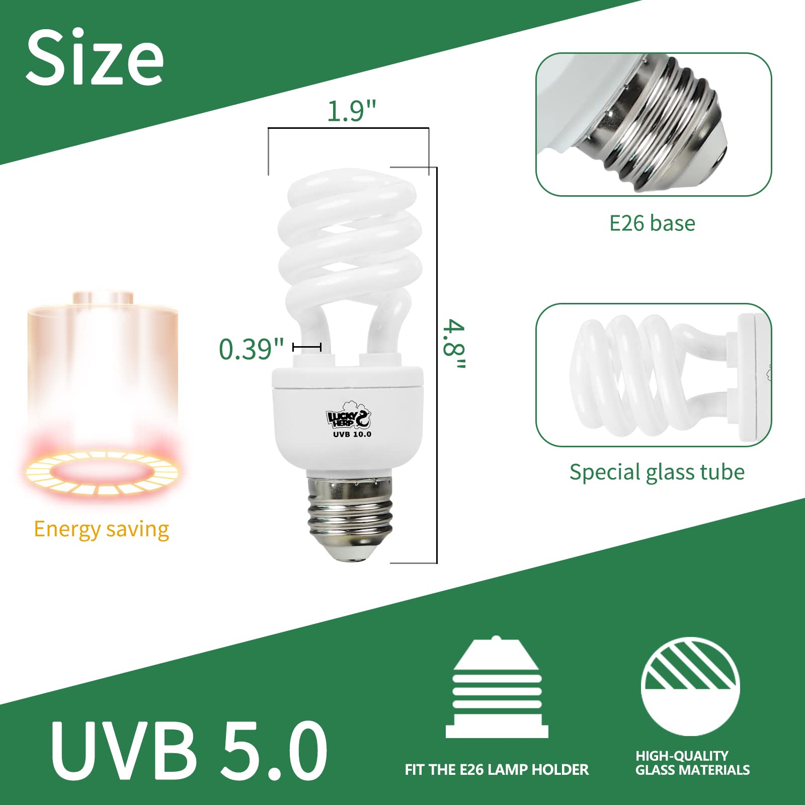 Lucky Herp Reptile Uva Uvb Light 5.0 13W Compact Fluorescent Tropical Terrarium Lamp