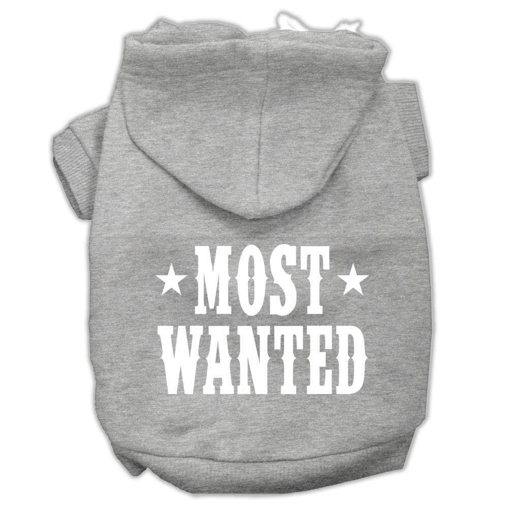 Pet Dog & Cat Hoodie Screen Printed, 'Most Wanted' Brown Lg (10-14 Lbs.)