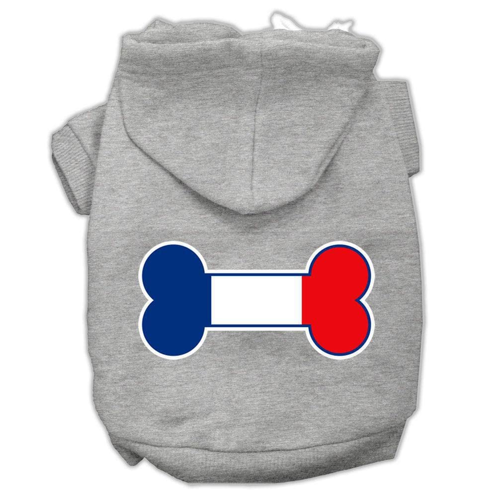 Mirage Pet Products Bone Shaped France Flag Screen Print Pet Hoodies, Large, Cream