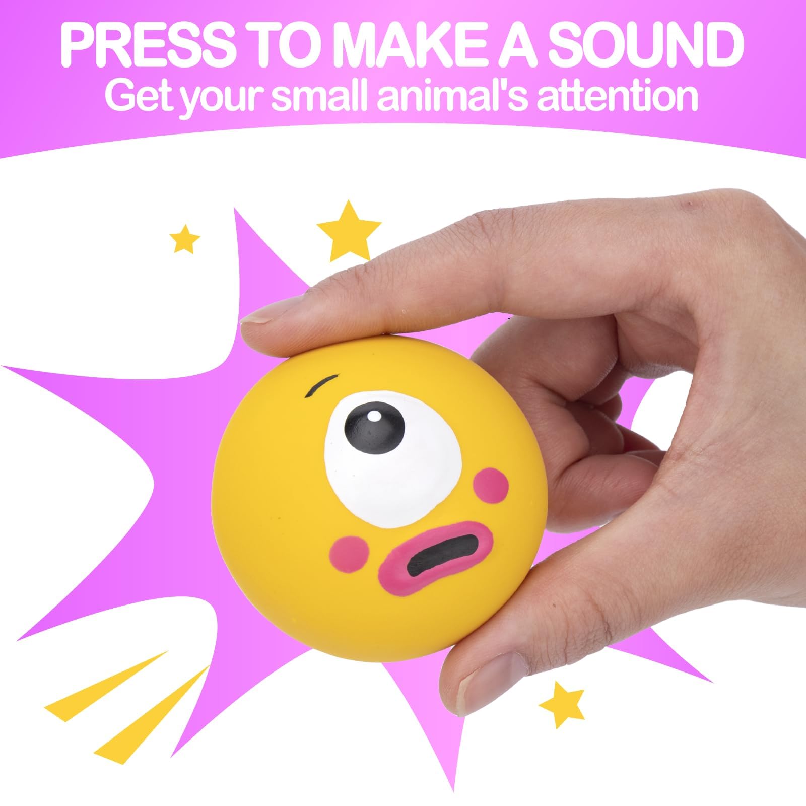 Besnew Natural Rubber Squeaker Toys For Ferret,High Elasticity Ferret Latex Squeaker Balls 3 Pack,Tough Teething Toys Big Eyes P