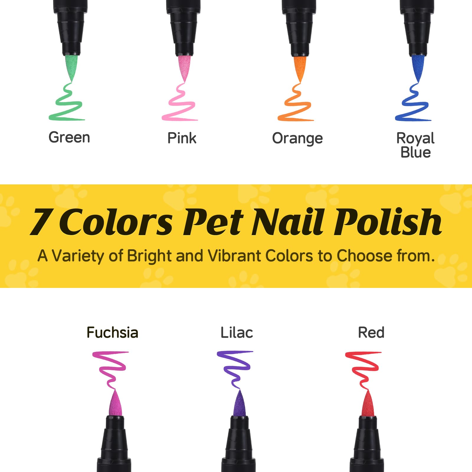 Cherocito Dog Nail Polish Pens Quick Dry,7 Colors Safe Dog Nail Polish Set To Diy Pretty Nails, Ideal Gifts For Dogs Cats Light