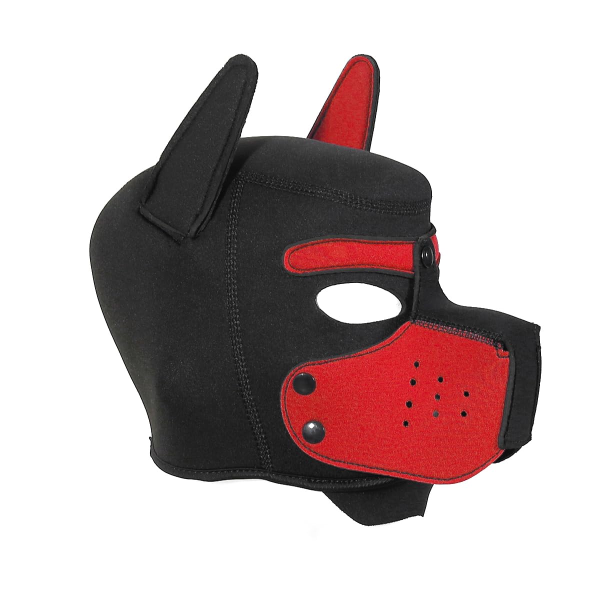 Neoprene Puppy Face Muzzle Dog Removable Full Face Pup Hood Mask (Red, One Size)